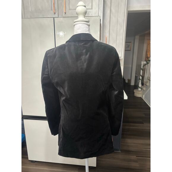 J. Ferrar velvet men’s black blazer button sz M slim preppy Holidays Christmas - Picture 3 of 8